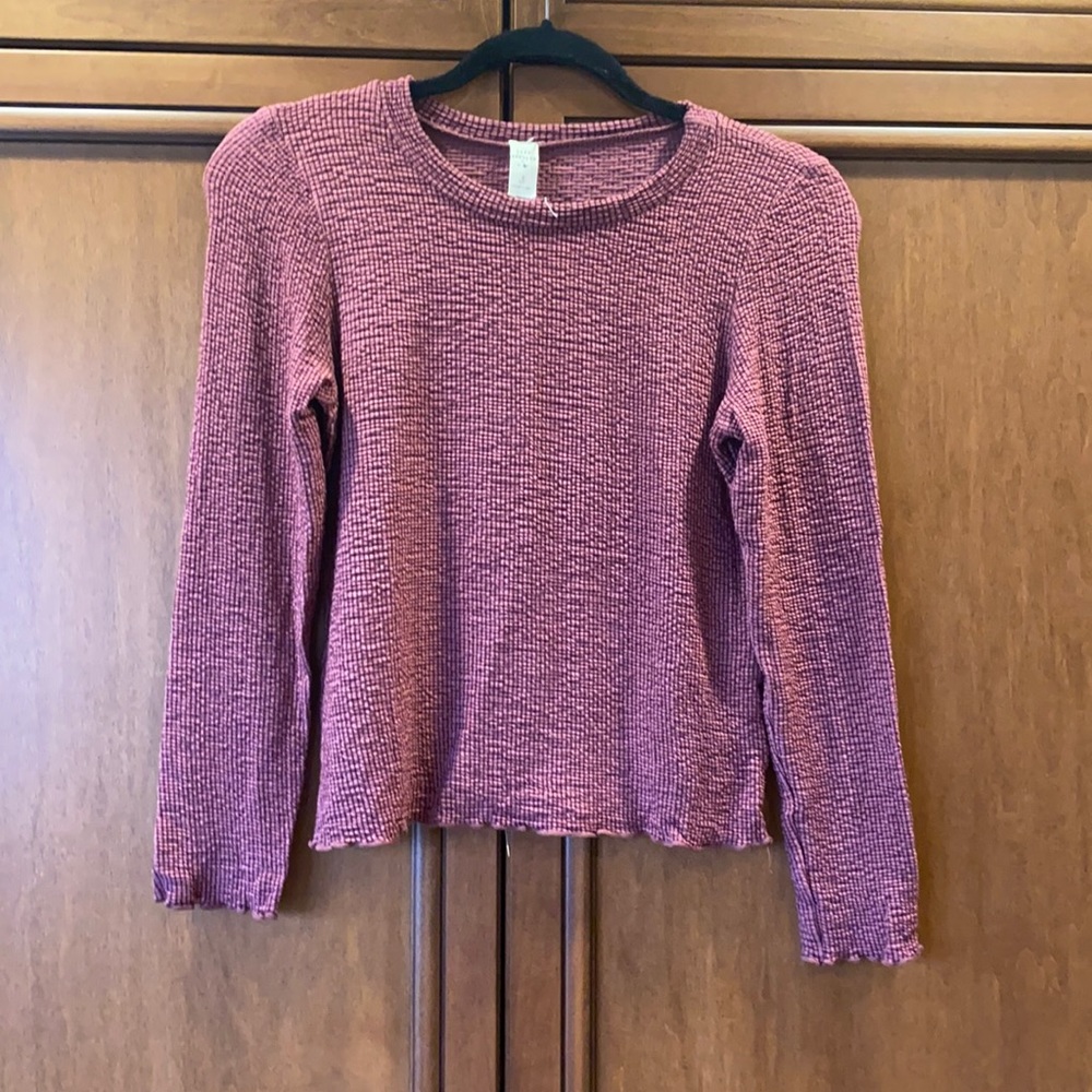 Lazy Sundays pink stripe long sleeve crop top